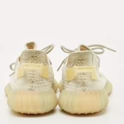 Pre Owned Yeezy x Adidas White Knit Fabric Boost 350 V2 Light Sneakers Size 41 1/3