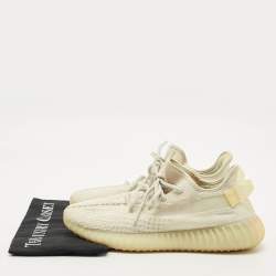 Pre Owned Yeezy x Adidas White Knit Fabric Boost 350 V2 Light Sneakers Size 41 1/3