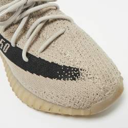 Pre Owned Yeezy x Adidas Grey/Black Knit Fabric Boost 350 V2 Slate Sneakers Size 44 2/3