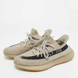 Pre Owned Yeezy x Adidas Grey/Black Knit Fabric Boost 350 V2 Slate Sneakers Size 44 2/3