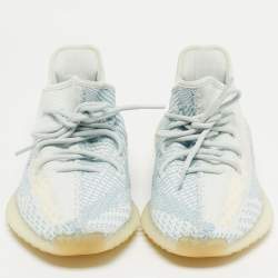 Pre Owned Yeezy x Adidas Blue/White Knit Fabric Boost 350 V2 Cloud White (Non-Reflective) Sneakers 43 1/3