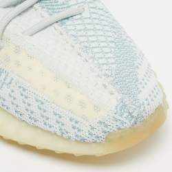 Pre Owned Yeezy x Adidas Blue/White Knit Fabric Boost 350 V2 Cloud White (Non-Reflective) Sneakers 43 1/3