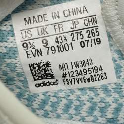 Pre Owned Yeezy x Adidas Blue/White Knit Fabric Boost 350 V2 Cloud White (Non-Reflective) Sneakers 43 1/3