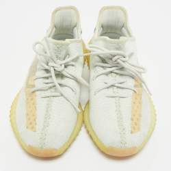 Pre Owned Yeezy x Adidas Light Green Knit Fabric Boost 350 V2 Hyperspace Sneakers Size 42