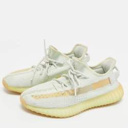 Pre Owned Yeezy x Adidas Light Green Knit Fabric Boost 350 V2 Hyperspace Sneakers Size 42