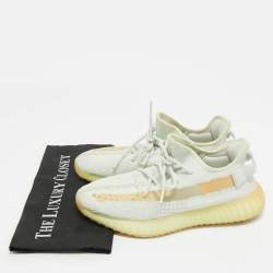 Pre Owned Yeezy x Adidas Light Green Knit Fabric Boost 350 V2 Hyperspace Sneakers Size 42