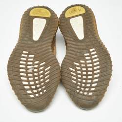 Pre Owned Yeezy x Adidas Brown Knit Fabric Boost 350 V2 Earth Lace Up Sneakers Size 42