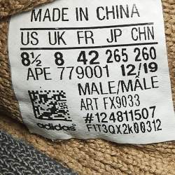 Pre Owned Yeezy x Adidas Brown Knit Fabric Boost 350 V2 Earth Lace Up Sneakers Size 42