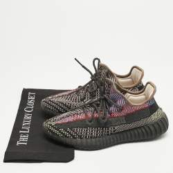Pre Owned Yeezy x Adidas Multicolor Knit Fabric Boost 350 V2 Lace Up Sneakers Size 42