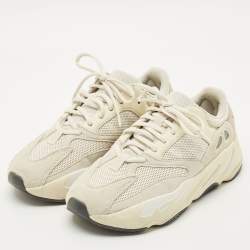 Pre Owned Yeezy x Adidas Cream Fabric and Suede Yeezy Boost 700 Lace Up Sneakers Size 40