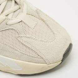 Pre Owned Yeezy x Adidas Cream Fabric and Suede Yeezy Boost 700 Lace Up Sneakers Size 40