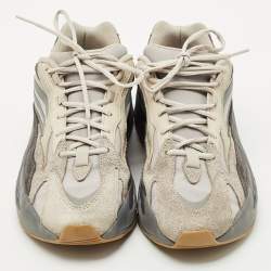 Pre Owned Yeezy x Adidas Grey/Brown Suede and Mesh Boost 700 Inertia Sneakers Size 45 1/3