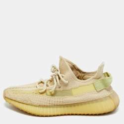 Pre Owned Yeezy x Adidas Beige Cotton Knit Boost 350 V2 Sneakers Size 42