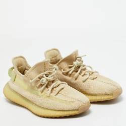 Pre Owned Yeezy x Adidas Beige Cotton Knit Boost 350 V2 Sneakers Size 42