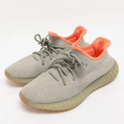 Pre Owned Yeezy x Adidas Green/Grey Knit Fabric Boost 350 V2 Desert Sage Sneakers Size 42