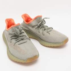 Pre Owned Yeezy x Adidas Green/Grey Knit Fabric Boost 350 V2 Desert Sage Sneakers Size 42