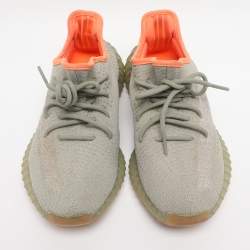 Pre Owned Yeezy x Adidas Green/Grey Knit Fabric Boost 350 V2 Desert Sage Sneakers Size 42