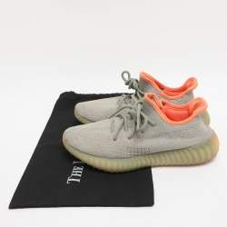 Pre Owned Yeezy x Adidas Green/Grey Knit Fabric Boost 350 V2 Desert Sage Sneakers Size 42