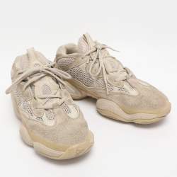 Pre Owned Yeezy x Adidas Grey Mesh and Suede Yeezy 500 Blush Sneakers Size 41 1/3