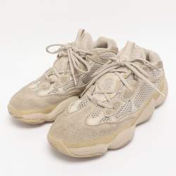 Pre Owned Yeezy x Adidas Grey Mesh and Suede Yeezy 500 Blush Sneakers Size 41 1/3