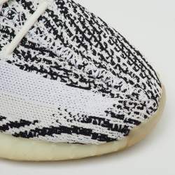 Pre Owned Yeezy x Adidas White/Black Knit Fabric Boost 350 V2 Zebra Sneakers Size 46