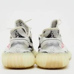 Pre Owned Yeezy x Adidas White/Black Knit Fabric Boost 350 V2 Zebra Sneakers Size 46