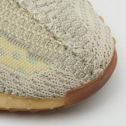 Pre Owned Yeezy x Adidas Grey/Cream Knit Fabric Boost 350 V2 Citrin Sneakers Size 46