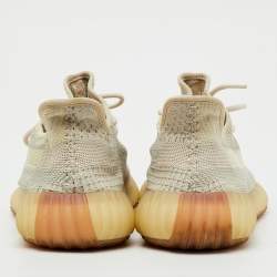 Pre Owned Yeezy x Adidas Grey/Cream Knit Fabric Boost 350 V2 Citrin Sneakers Size 46