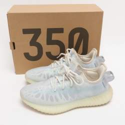 Pre Owned Yeezy x Adidas Blue Mesh Boost 350 V2 Mono Ice Sneakers Size 39 1/3