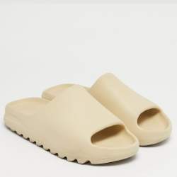 Pre Owned Yeezy x Adidas Cream Rubber Bone Slides Size 47