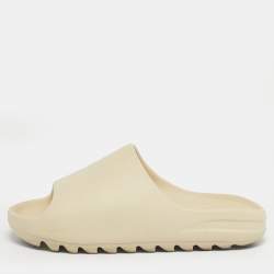 Pre Owned Yeezy x Adidas Cream Rubber Bone Slides Size 47