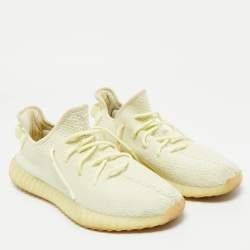 Pre Owned حذاء رياضي ييزي x أديداس بوست 350 V2 باتر قماش تريكو أصفر مقاس 39 1/3