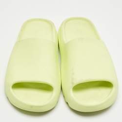 Pre Owned Yeezy x Adidas Neon Green Rubber Glow Green Slides Size 46