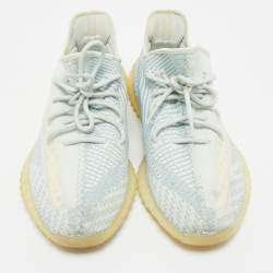 Pre Owned Yeezy x Adidas Blue/White Knit Fabric Boost 350 V2 Cloud White (Non-Reflective) Sneakers 46 2/3
