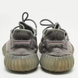 Pre Owned Yeezy x Adidas Grey Knit Fabric Boost 350 V2 Lace Up Sneakers Size 44.5