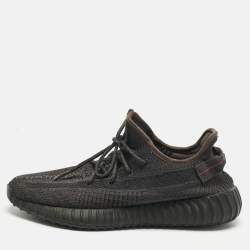 Pre Owned Yeezy x Adidas Grey Knit Fabric Boost 350 V2 Lace Up Sneakers Size 46.5