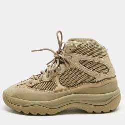 Pre Owned Yeezy x Adidas Brown Suede and Mesh YZY DSRT BT ADLT High Top Sneakers Size 44
