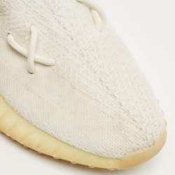 مملوكة مسبقًا Yeezy x Adidas White Knit Fabric Boost 350 V2 Low Top Sneakers Size 44