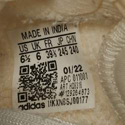 Pre Owned Yeezy x Adidas White Knit Fabric Boost 350 V2 Bone Sneakers Size 39 1/3