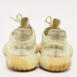 Pre Owned Yeezy x Adidas Light Yellow Knit Fabric Boost 350 V2 Butter Sneakers Size 43 1/3