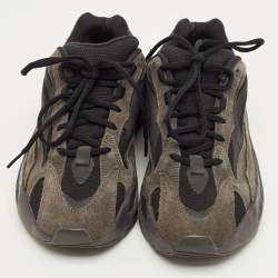 Pre Owned Yeezy x Adidas Black/Grey Canvas and Suede Boost 700 MNVN Sneakers Size 42