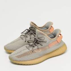 Pre Owned Yeezy x Adidas Grey Knit Fabric Boost 350 V2 Low Top Sneakers Size 41.5