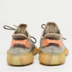 Pre Owned Yeezy x Adidas Grey Knit Fabric Boost 350 V2 Low Top Sneakers Size 41.5