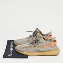 Pre Owned Yeezy x Adidas Grey Knit Fabric Boost 350 V2 Low Top Sneakers Size 41.5