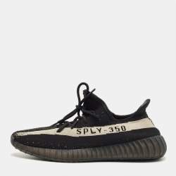 Pre Owned Yeezy x Adidas Black Knit Fabric Boost 350 V2 Low Top Sneakers Size 46.5