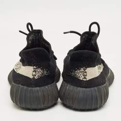 Pre Owned Yeezy x Adidas Black Knit Fabric Boost 350 V2 Low Top Sneakers Size 46.5