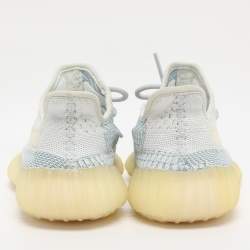 Pre Owned Yeezy x Adidas Cloud/White Knit Fabric Boost 350 V2 Low Top Sneakers Size 36
