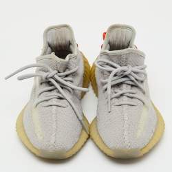 Pre Owned Yeezy x Adidas Grey Knit Fabric Boost 350 V2 Tail Light Sneakers Size 37 1/3