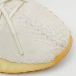 Pre Owned Yeezy x Adidas White Knit Fabric Boost 350 V2 Cream White Sneakers Size 37 1/3