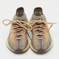 Pre Owned Yeezy x Adidas Grey/Beige Knit Fabric Boost 380 Mist Non-Reflective Sneakers Size 37 1/3